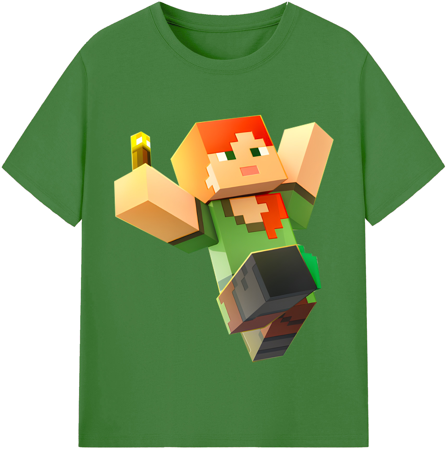 （画像用） マインクラフト ブロックの世界 Minecraft MC Block world レディースカジュアルプリントTシャツ（綿100％）